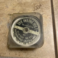 THE INVINCIBLE BY GLADDING CASTING LINE SPOOL LABEL Hard Braid Silk Vintage