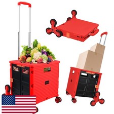 SELORSS Foldable Utility Cart Collapsible Crate Stair Climbing Wheels Lid