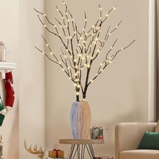 Lighted Christmas Tree Branches, 30IN 100LED Artificial Brown Twig Branch wit...