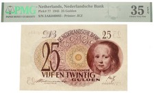 Netherlands 25 Gulden 1945 Pick# 77 "Meisje in Blauw" PMG 35