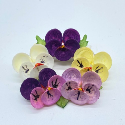 #ad Vintage Shell Pansy Brooch Spring Multi Color Hand Painted Pastel $14.99