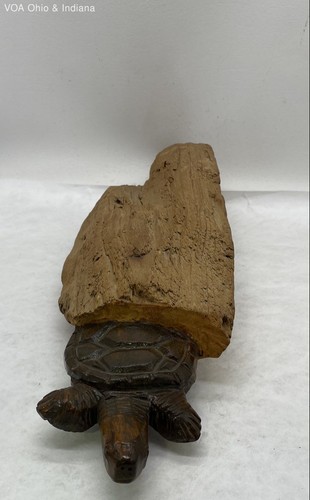 Hand Carved Wooden Turtle Sculpture Made From Drift Wood 18"