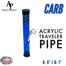 INHALE®️1X8" STRAIGHT ACRYLIC HOOKAH WATER PIPE WITH CARB/ TRAVELER /MADE IN USA