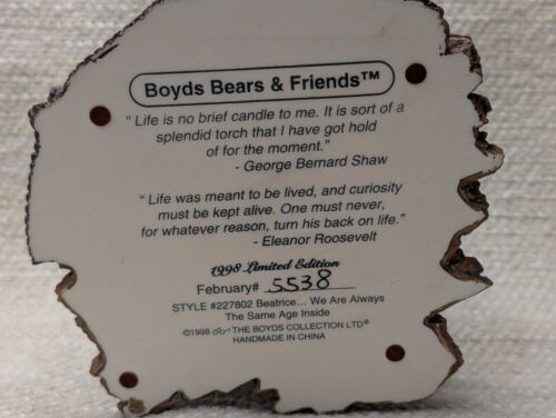 Nuevo de Lote Antiguo 1995 Boyds Bears Beatrice Siempre la Sama Edad Interior Resina 250381G - Imagen 15 de 18