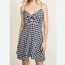 Rails Womens Black White Gingham Linen Blend Babydoll Dress XS Y2K Retro Event