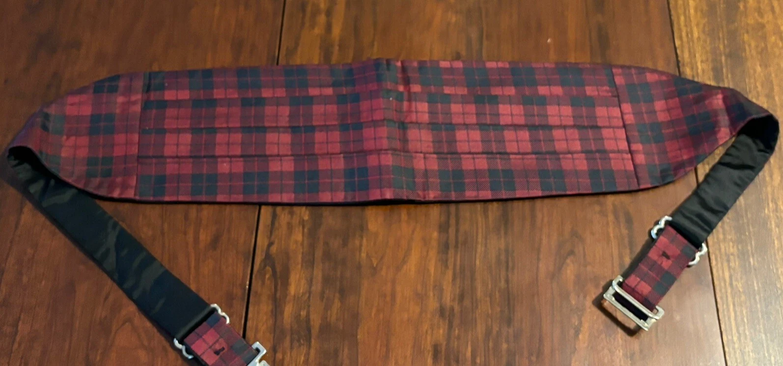 Ceinture Christian Dior Cummerbund 100% soie rouge à carreaux formelle VINTAGE