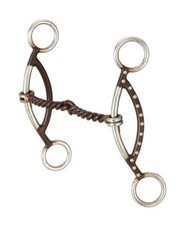 Twisted Mouth Gag Snaffle Bit - H Shaped Cheeks - Antique Brown - 5" mouth