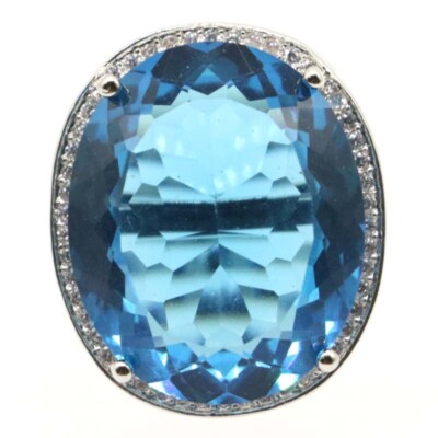 Buy 3 get 1 free Big London Blue Topaz CZ Bride Engagement Silver Rings 7.25