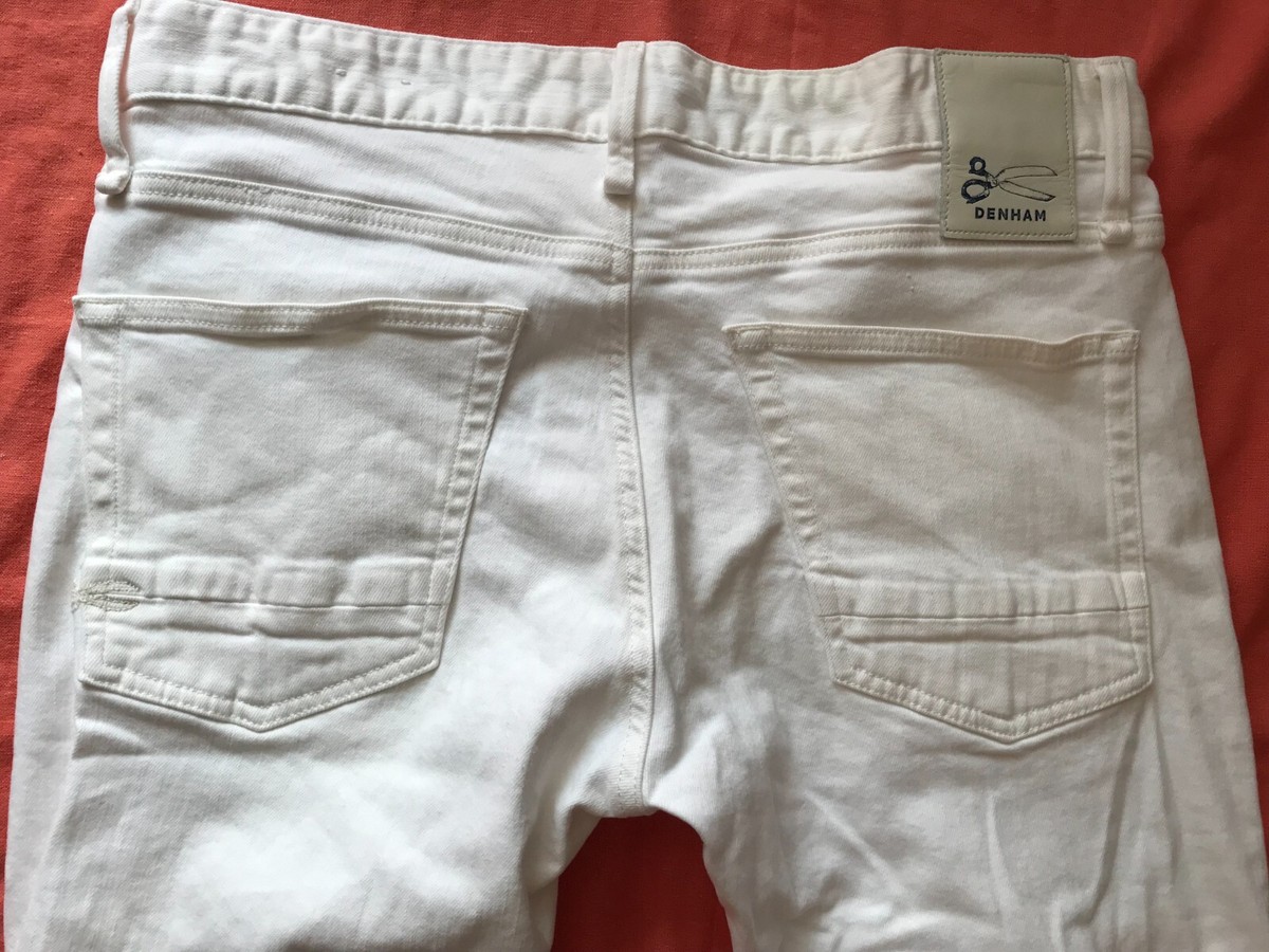 DENHAM MEN'S WHITE JEANS DENIM RAZOR SLIM SIZE 34x34 | eBay