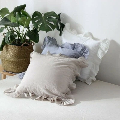 Überwurf Kissenbezug Kissenhülle Rüschen Baumwolle Solid Sofa Stuhlbett Heim - Bild 1 von 4