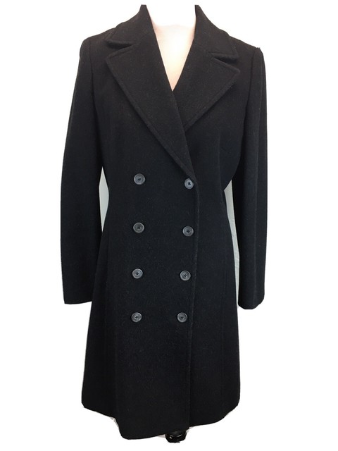 double breasted long black coat