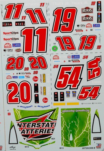 NASCAR DECAL #54 INTERSTATE BATTERIES 2023 TOYOTA CAMRY TY GIBBS 1/24 - Picture 5 of 9