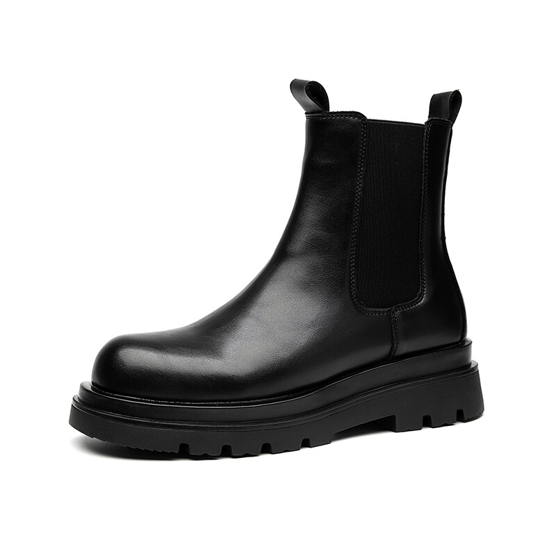 Chelsea Boots Men's Slip On Leather Ankle Boots Cmobat Riding Casual Formal Shoe-image