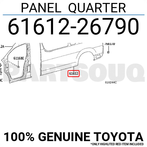 6161226790 Genuine Toyota PANEL QUARTER 61612-26790 | eBay