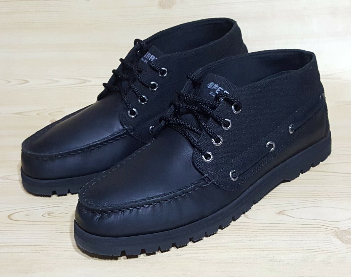 NWT Sperry Top Sider Black Hi Top Boat Shoes Men display picture 2