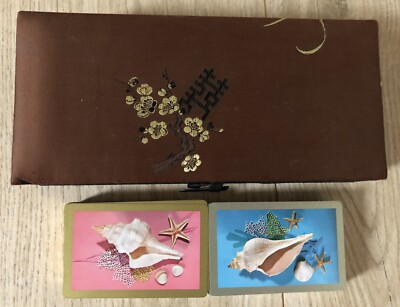 2 packs vintage Congress 606 Playing Cards in Chinese style satin storage case