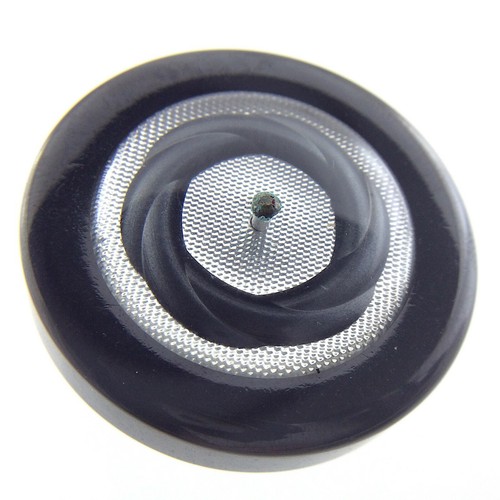 Vintage Ladies Bakelite Lucite Inset Large Black Button For Fur Coat 1.5in N767