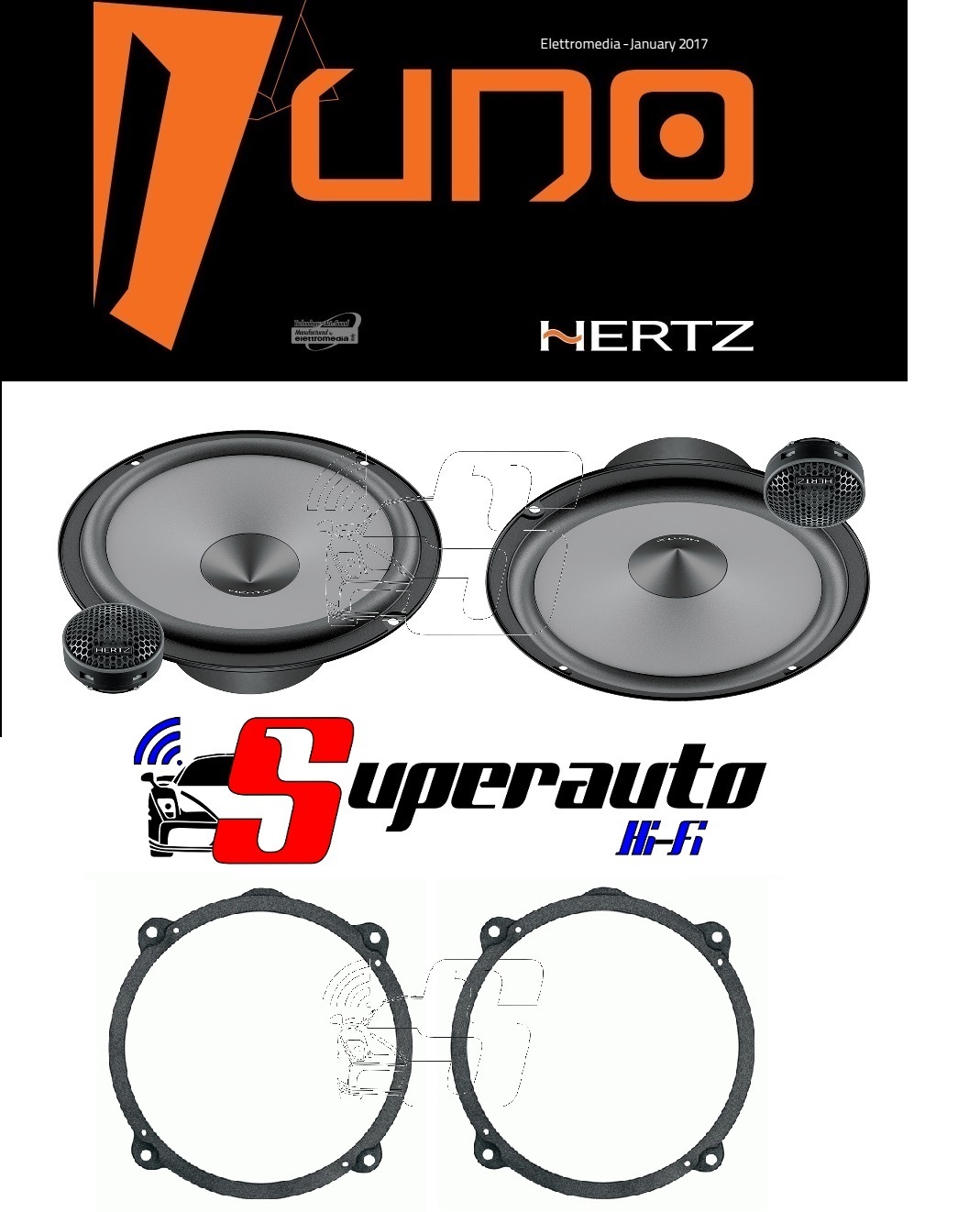 Hertz LINEA UNO K165 Altoparlanti 2 vie 165 mm + supporti Chevrolet Captiva