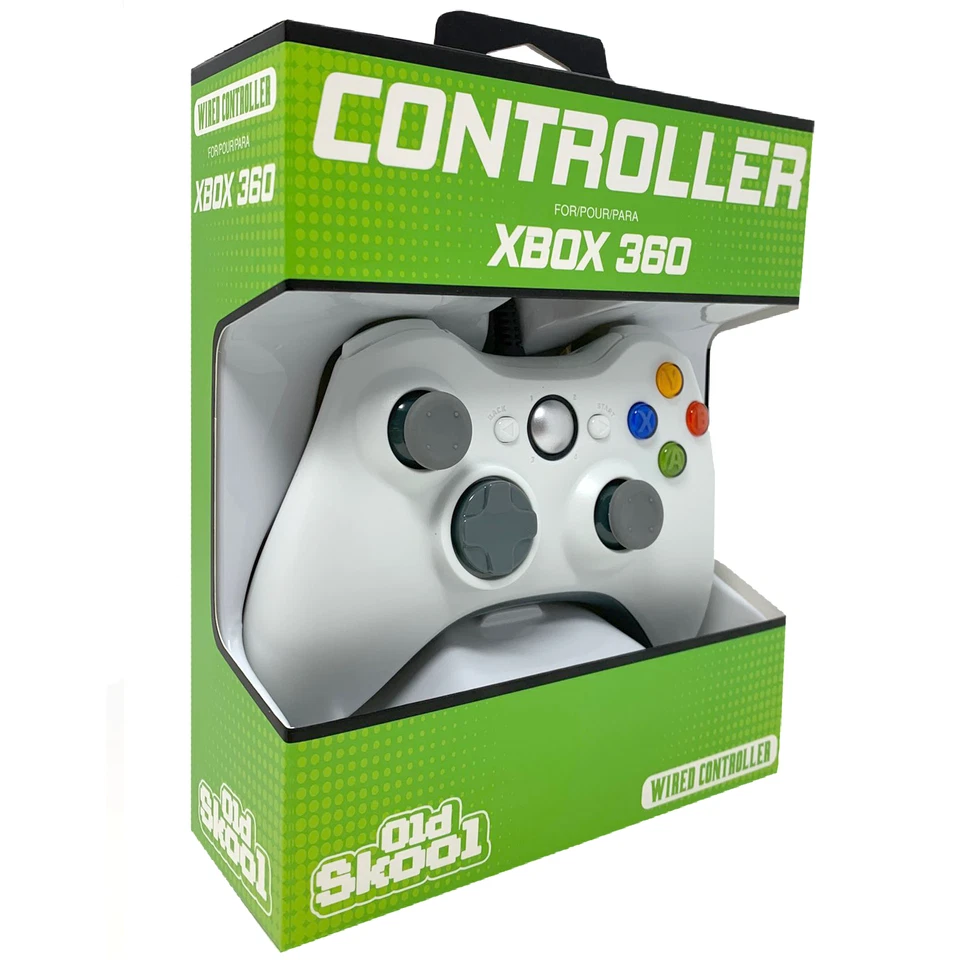 Old Skool Wired XBOX 360 & PC Dual Analog Rumble Controller - White - Image 2 of 3