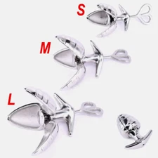 Stainless Steel Anal Chastity Lock Openable Butt Plug Vaginal Dilator Sex Toys