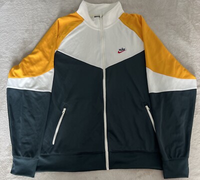 NIKE Heritage Woven Jacket Men's XL Geode Teal Mustard Yellow G4