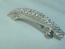 VINTAGE PRONG SET WHITE RHINESTONE HAIR BARRETTE WEDDING PROM UP DO ACCESSORY