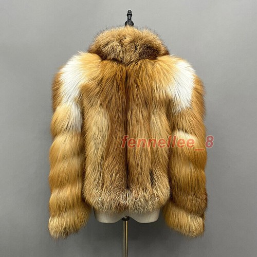 Women Cropped Real Fur Coat Luxury Lapel Collar Warm Short Fox Fur Overcoat - Picture 10 of 49