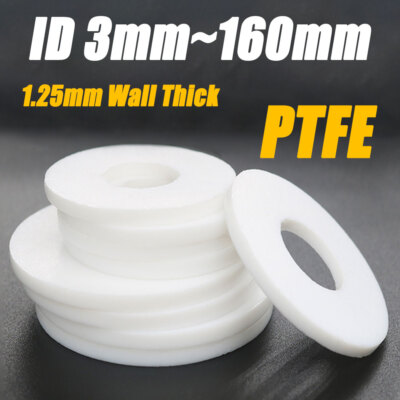 1.25mm Thick PTFE Heat Resisting Flat Washers ID 3mm~160mm Flange Sealing Gasket
