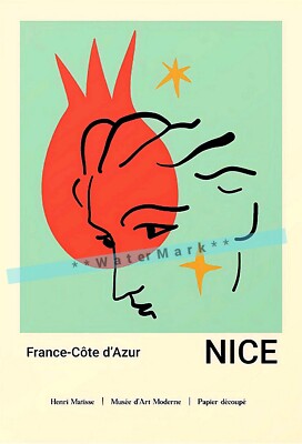 Cote D' Azur Nice French Riviera Vintage Poster Print Retro Style Matisse Art