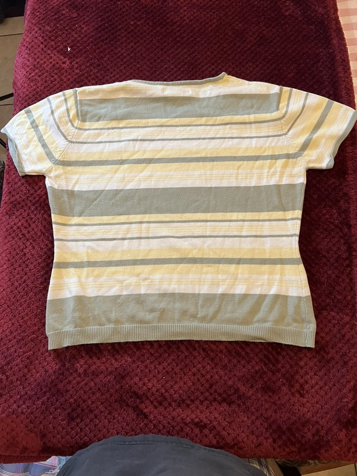 Cherokee 女式条纹衬衫短袖 S 码 — 第 2/4 张图片