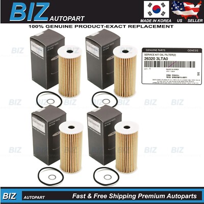Genuine 4x Oil Filters for 17-25 Genesis G70 80 90 K900 Stinger 3.3L 26320-3LTA0