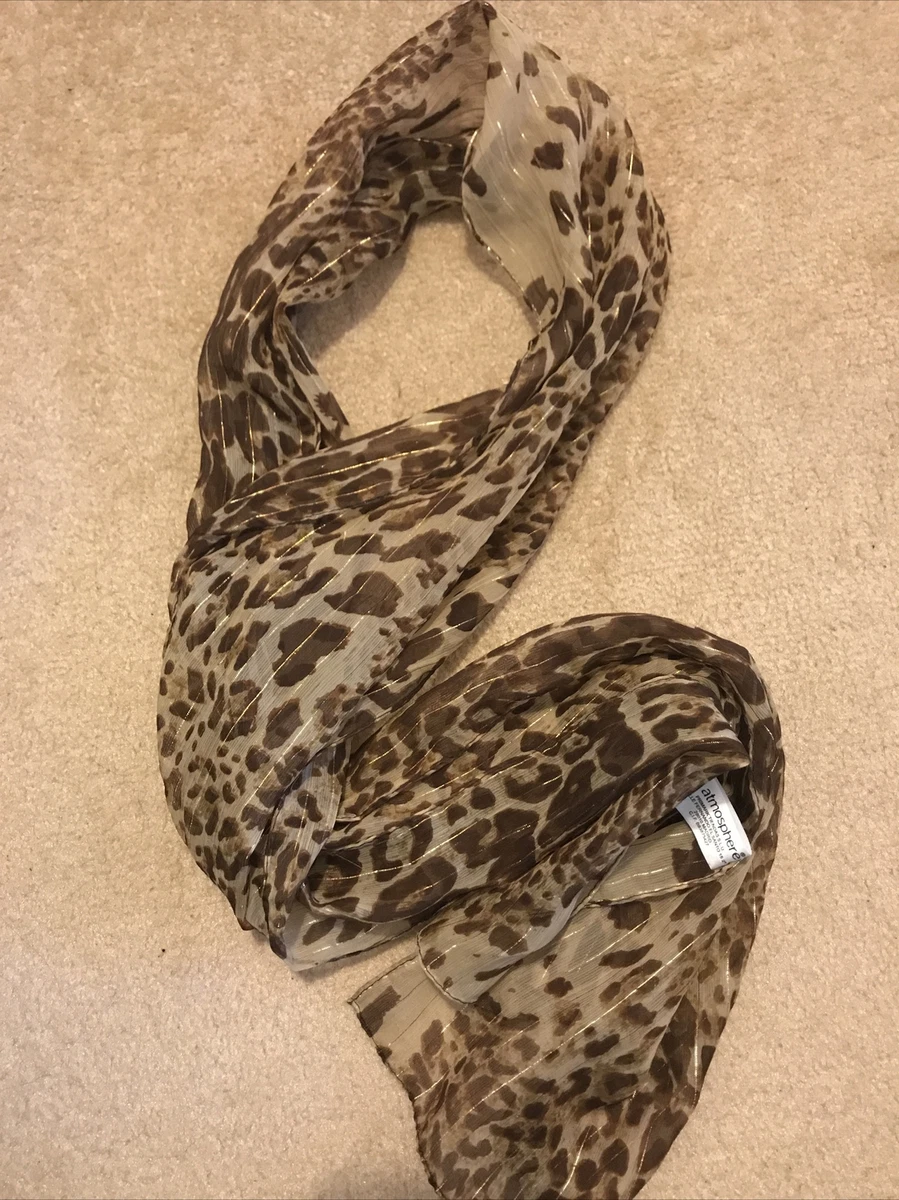 Primark Leopard Print Scarf With Gold Stripes | eBay
