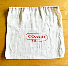 COACH OFF WHITE COTTON DUST BAG - Size Small - Red Logo - Drawstring