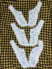 3 sets Vintage NOS Edwardian Antique Lace Collar Dress Trim Embroidered Blue