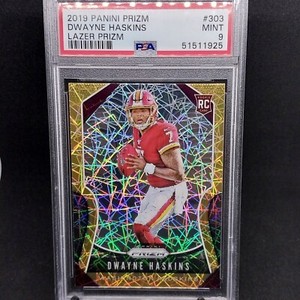 2019 PRIZM GOLD LAZER #303 Dwayne Haskins ROOKIE REFRACTOR RC PSA 10 GEM MT