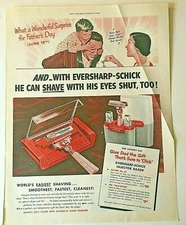 Vintage Ad Print Eversharp-Schick Injector Razor, 1950 10.5 x 13.5.