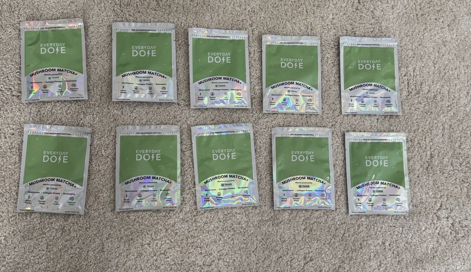 10 packs of Mushroom Matcha by Everyday Dose, 10 Servings, Instant matcha