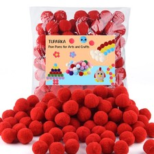 100 Pcs Red Pom Poms 1 Inch Craft Pompoms Balls for Art Crafts DIY Projects