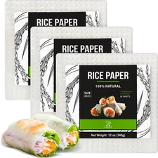 Rice Paper, White Rice Paper Wrappers, 3 Pack, 102 Sheets-Fresh Spring Roll W...