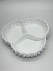Vintage FENTON Milk Glass Hobnail 3 PART CLOVER RELISH / CANDY DISH Cottage Core