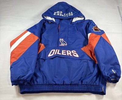 Men's OVO x Starter  Royal Edmonton Oilers Half-Zip Hooded Jacket 2XL