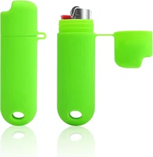 2pcs Waterproof Lighter Case Cover Holder for BIC, Lighters Light Green
