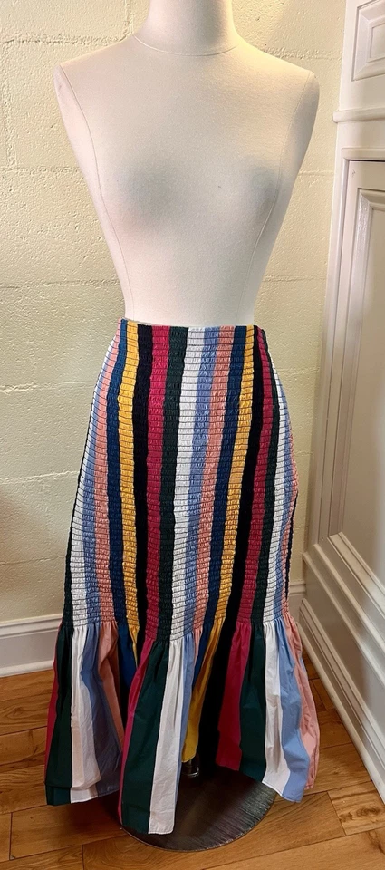 Saia J Crew longa 100% algodão listrada arco-íris tamanho 14 - Imagem 2 de 4