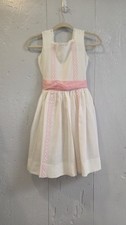 YOUNGLAND - Vintage Pink White Girl Dress Tie Size 10 Lace Prarie Victorian