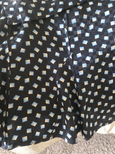 Jones New York due pezzi camicia gonna seta geometrica nera 16W balza plissettata - Foto 8 di 11