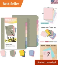 Elegant 8 Tab Binder Dividers - Cute Pastel Write & Erase Design for Organizers