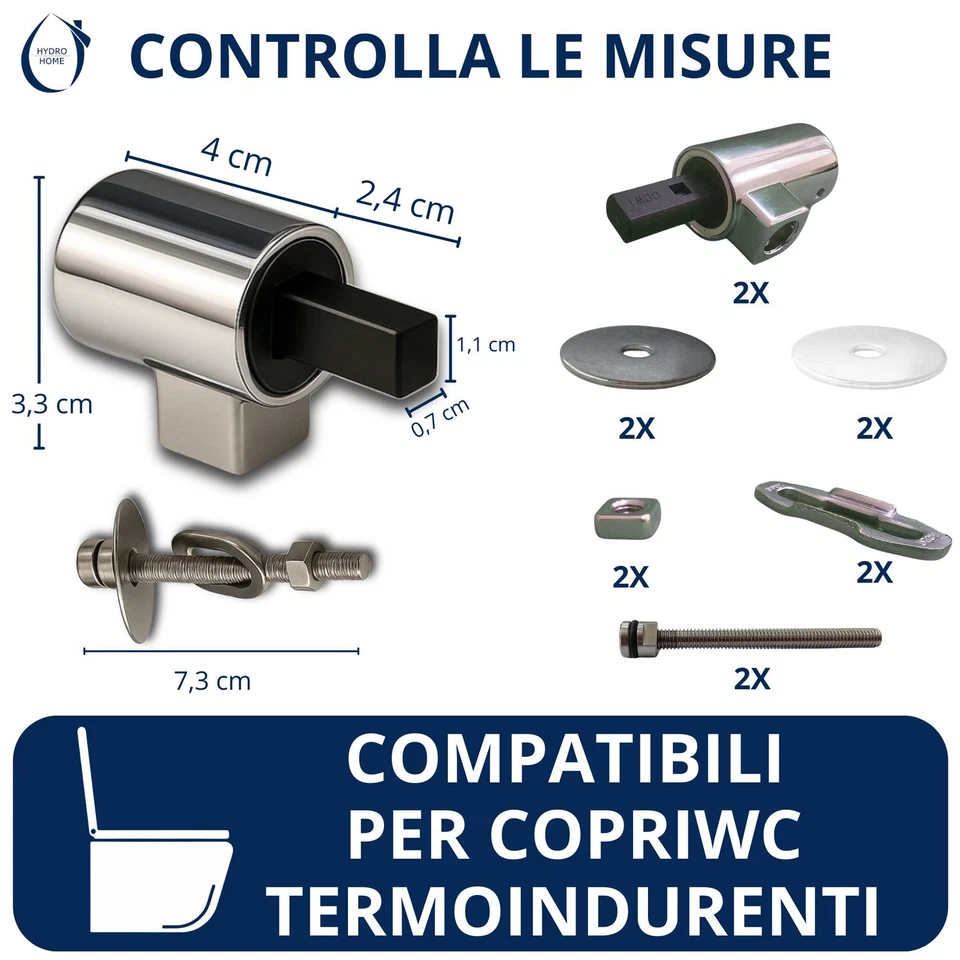 Cerniere fisse Soft Close fissaggio dall alto per copriwc termoindurente con tas - Immagine 2 di 4