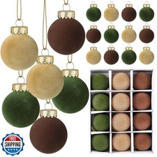 12 Pcs Velvet Christmas Balls Flocked Christmas Tree Hanging Ornaments Shatte