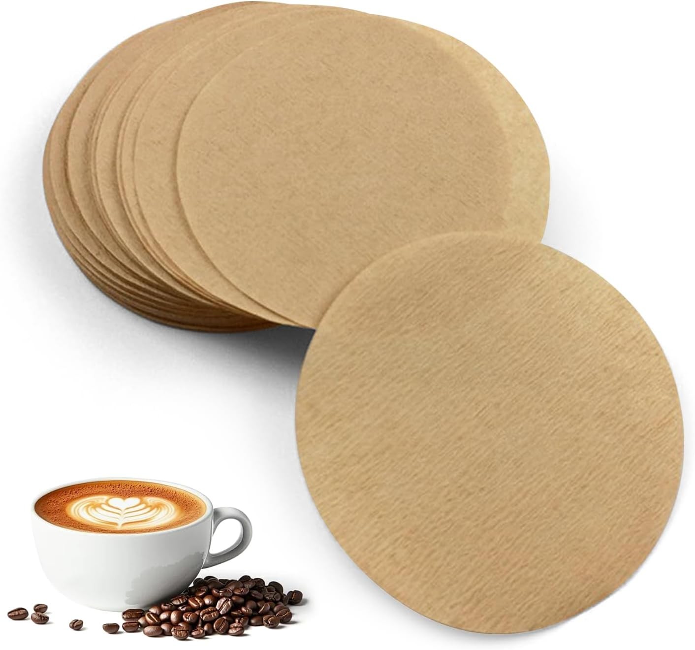 600 Pcs Unbleached Coffee Filter Papers, 64mm Round Disposable Coffee Filters R