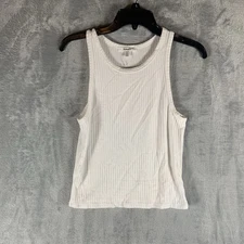 Splendid Women's Tank Top Ribbed White Small Cropped Wide Band